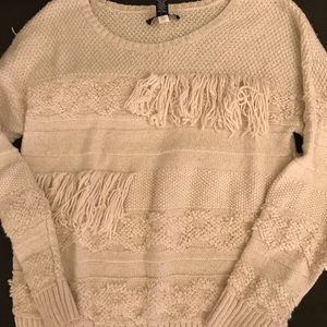 Cream fringe sweater